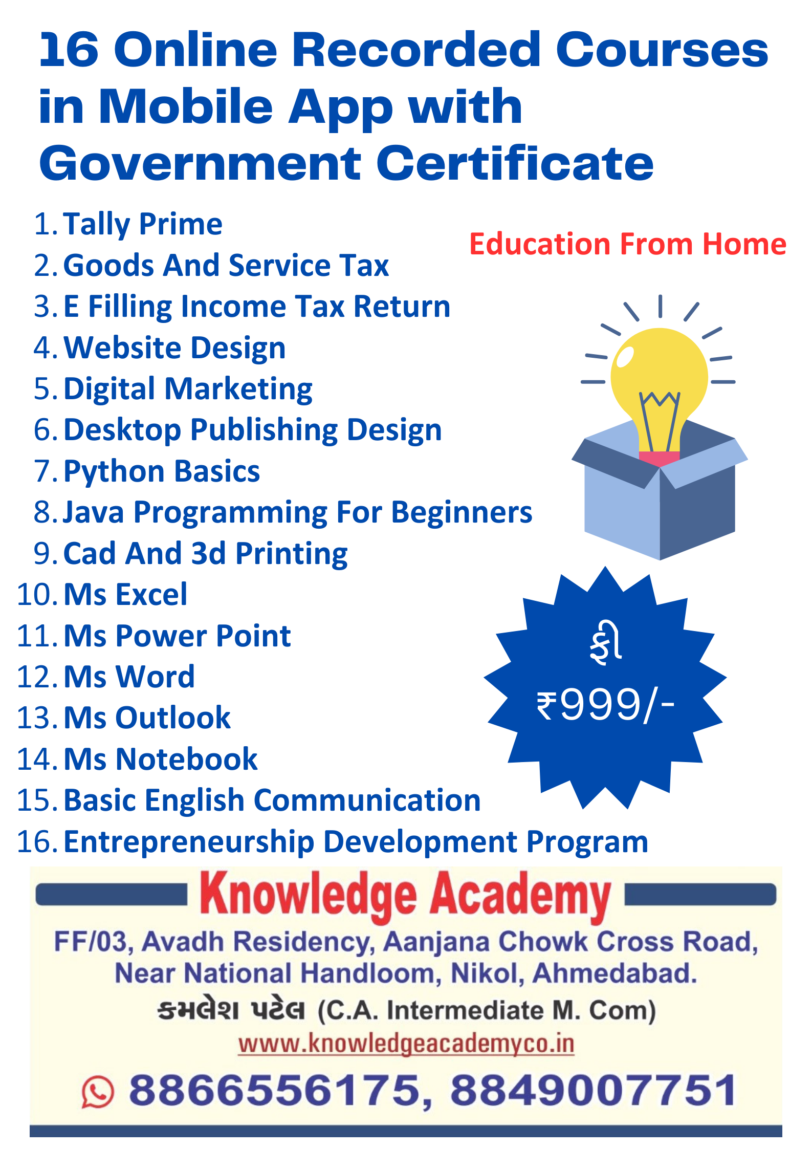 Courses available With Government Certificate