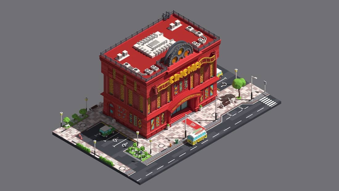 3D Model 32 Low Poly Buildings in Blender for Beginners